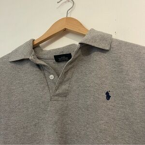 Ralph Lauren Gray Polo Long Sleeve with Navy Pony Logo
